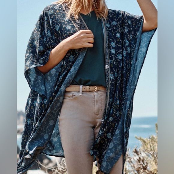 J. Jill Tops - J. Jill Floral Artisanal Beaded Kimono